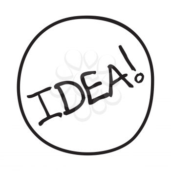 Doodle Idea icon. Infographic symbol in a circle. Line art style graphic design element. Web button.  Coming up with an idea, invention concept. 