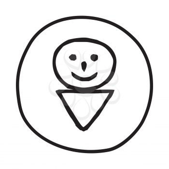 Doodle Man icon. Infographic symbol in a circle. Line art style graphic design element. Web button.  Boy or man avatar, male figure concept. 