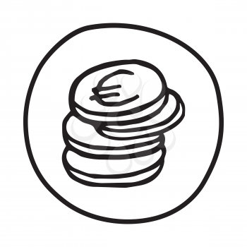 Doodle Coins icon. Infographic symbol in a circle. Line art style graphic design element. Web button.  Money, spendings, currency, financial concept. 