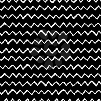 Seamless chevron pattern. Hand painted with oil pastel crayons. White stripes on black background. Design element for printables, wallpaper, baby shower invitation, birthday card, scrapbooking etc.