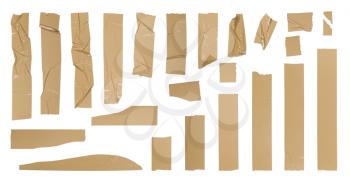 Brown adhesive tape set, isolated on white
