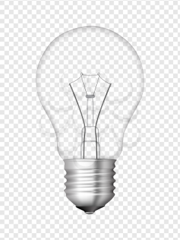 Light bulb, transparent bulb design. Realistic vector illustration. 