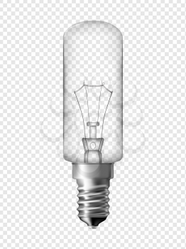 Fridge light bulb, transparent bulb design. Realistic vector illustration. 