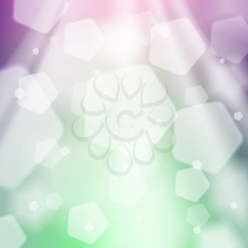 Abstract green and violet background. Sunlight, bokeh, shiny and sparkly backdrop. Graphic design element for web sites, brochures, flyers. Ecology, spring, summer concept. Vector illustration.