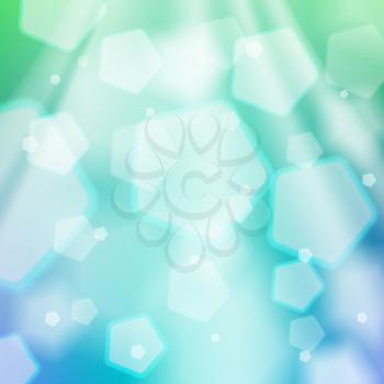 Abstract blue green background. Rays of light, bokeh, shiny and sparkly backdrop. Graphic design element for web sites, brochures, flyers. Winter, snow concept. Vector illustration.