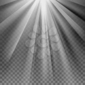 Rays of light. Glaring effect with transparency. Abstract glowing light background. Ready to apply. Graphic element for documents, templates, posters, flyers. Vector illustration