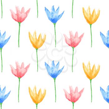 Seamless floral pattern. Hand painted scattered watercolor flowers. Graphic element for baby shower or wedding invitations, birthday card, printables, wallpaper, scrapbooking. Hand painted illustratio