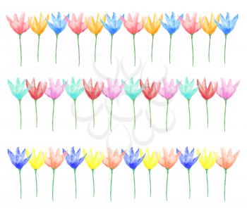 Floral borders set. Hand painted watercolor flowers. Graphic design element for wedding or baby shower invitation, graphic design elements, scrap booking. Hand drawn illustration.