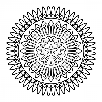Doodle mandala coloring page. Outline floral design element. Coloring book pattern. Decorative round flower. Anti-stress therapy pattern on white background. Meditation poster. Vector illustration.