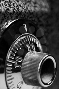 Combination lock. Black and white. Shallow DOF. Safety concept. Business, investment and data security