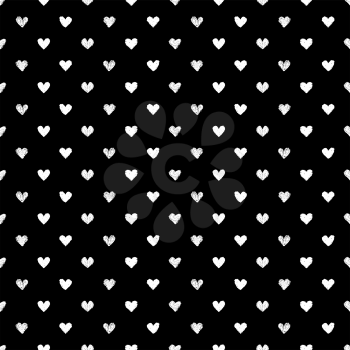 Seamless pattern with hearts. Hand painted pastel crayon. Grunge background. Design element for wallpapers, wedding invitations, birthday card, scrapbooking, fabric print etc. Vector illustration.