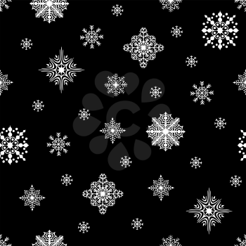 Christmas seamless pattern. Snow flakes backdrop. Tileable background for winter holidays. Graphic design element for packaging paper, prints, scrapbooking. Holiday themed design
