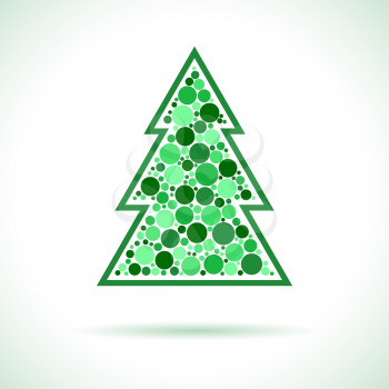 Christmas Tree symbol. Xmas decorations. Infographic symbol with shadow. Festive style graphic design element. Traditional celebration concept.