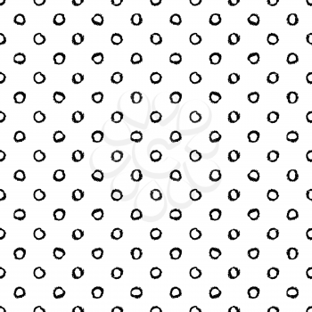 Seamless pattern with circles. Hand painted pastel crayon. Grunge background. Design element for wallpapers, invitations, birthday card, scrapbooking, fabric print etc. Vector illustration.