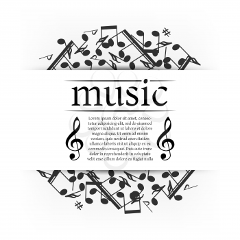 Musical background with clef and notes. Abstract vector illustration.