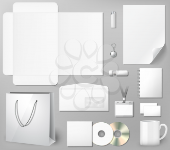 Blank corporate identity template, photo realistic vector illustration.