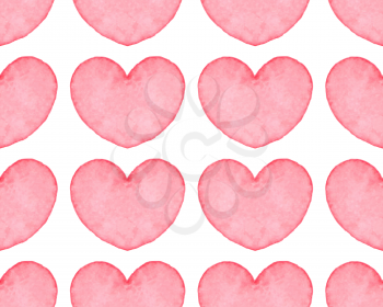 Seamless pattern with water color hearts. Hand drawn abstract art. Design element for Valentine's Day, wedding, baby shower, birthday card, scrapbooking etc. Vector illustration