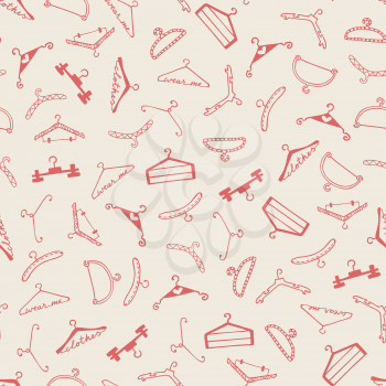 Doodle seamless clothes hangers pattern. Hand drawn cute sketchy style scribble. Graphic design element for scrapbook, fashion clothes shop web site, print, sale flyer, invitation. Vector illustration
