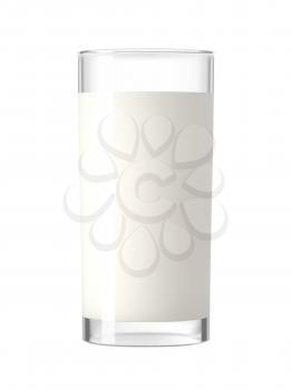 Milk in a glass isolated on white background. Healthy diet. Clean eating. Tall beverage glass. Breakfast, protein rich dairy product. graphic design element. Transparent realistic vector illustration.