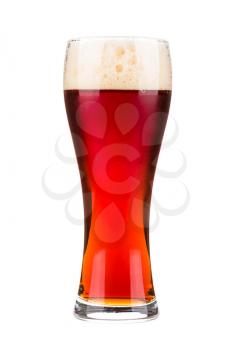 Glass of red beer, isolated on white.
