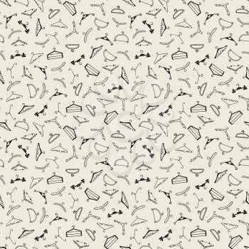 Doodle seamless clothes hangers pattern. Hand drawn cute sketchy style scribble. Vector illustration