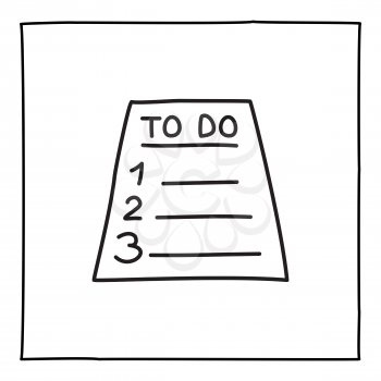 Doodle to-do list icon or logo, hand drawn with thin black line. Isolated on white background. Vector illustration