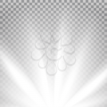 White colored rays with color spectrum flare. Abstract glaring effect with transparency. Vector illustration