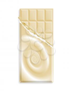 White chocolate bar in a wrapper with chocolate swirl, can be replaced with your design. Vector illustration