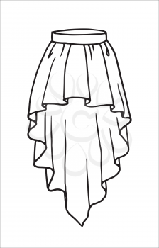Hand drawn women skirt doodle in pen line art style, isolated on white background. Vector illustration