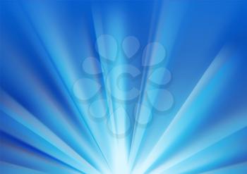 Blue colored rays with color spectrum flare, A4 size. Abstract glaring effect with transparency. Vector illustration