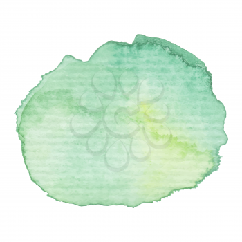 Hand painted watercolor blob. High resolution high quality. Green bright colors. Abstract spring summer season background. Round graphic design element isolated on white. Vector illustration.