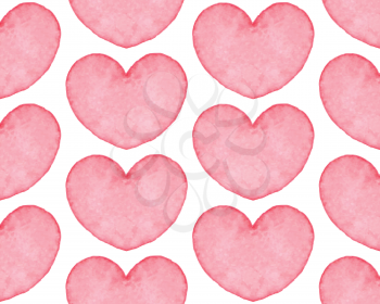 Seamless pattern with water color hearts. Hand drawn abstract art. Design element for Valentines Day, wedding, baby shower, birthday card, scrapbooking etc. Vector illustration