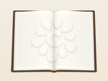 Notebook, opened in the middle. Realistic vector illustration.