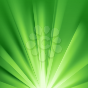 Green colored rays with color spectrum flare. Abstract glaring effect with transparency. Vector illustration