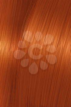 Realistic golden red straight hair texture with glossy shiny detail. Vector illustration.