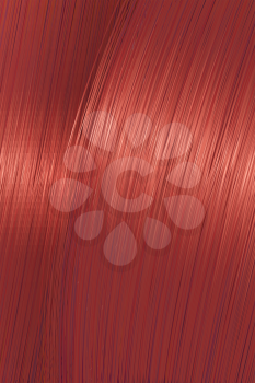 Realistic bright red straight hair texture with glossy shiny detail. Vector illustration.