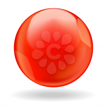 Red shiny bubble or round drop isolated on white background. Vector illustration