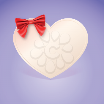 Heart With Red Bow, With Gradient Mesh, Vector Illustration