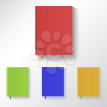 Book with color covers and bookmarks, variants of color registration