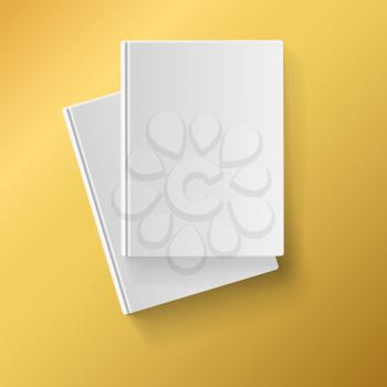 Blank white  books on yellow background for corporate identity, advertising and promotions