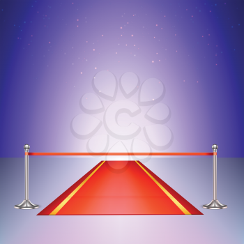 Red carpet with a scarlet ribbon. Colorful template for your presentations