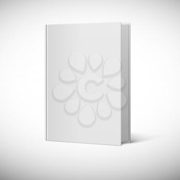 Blank book cover. Book rotated in three quarters on a white background.