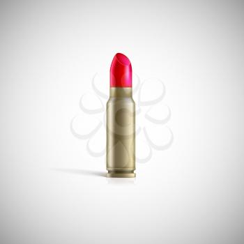 Lipstick bullet. Armory sleeve with red lipstick.
