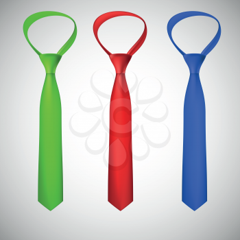 Set of colored, silk ties. Vector illustration