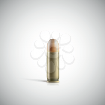 Single bullet. 9 mm bullet on a white background