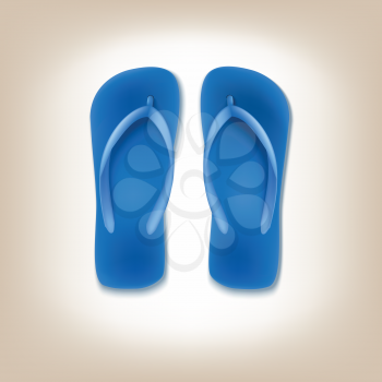 Beach Slippers Icon. Blue beach shoes, vector illustration. Isolated