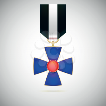 Blue Cross, illustration of a military medal of bravery, honor and valor