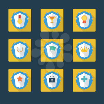 Trophy and awards icons in flat design style, symbol for your business and design presentation