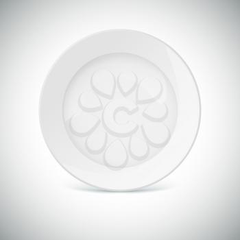 White plate with shadow. Eps 10 vector illustration.