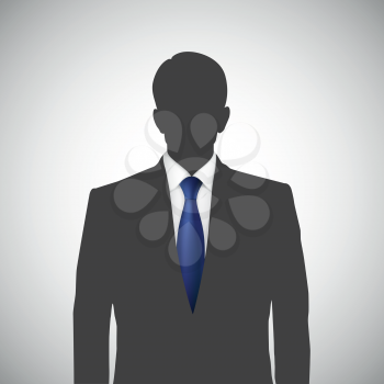 Unknown person silhouette  whith blue tie. Profile picture, silhouette profile